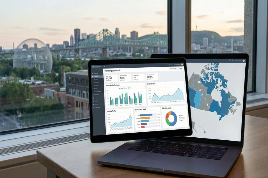 Tableau de bord de rapports SEO pour une entreprise de Montréal
