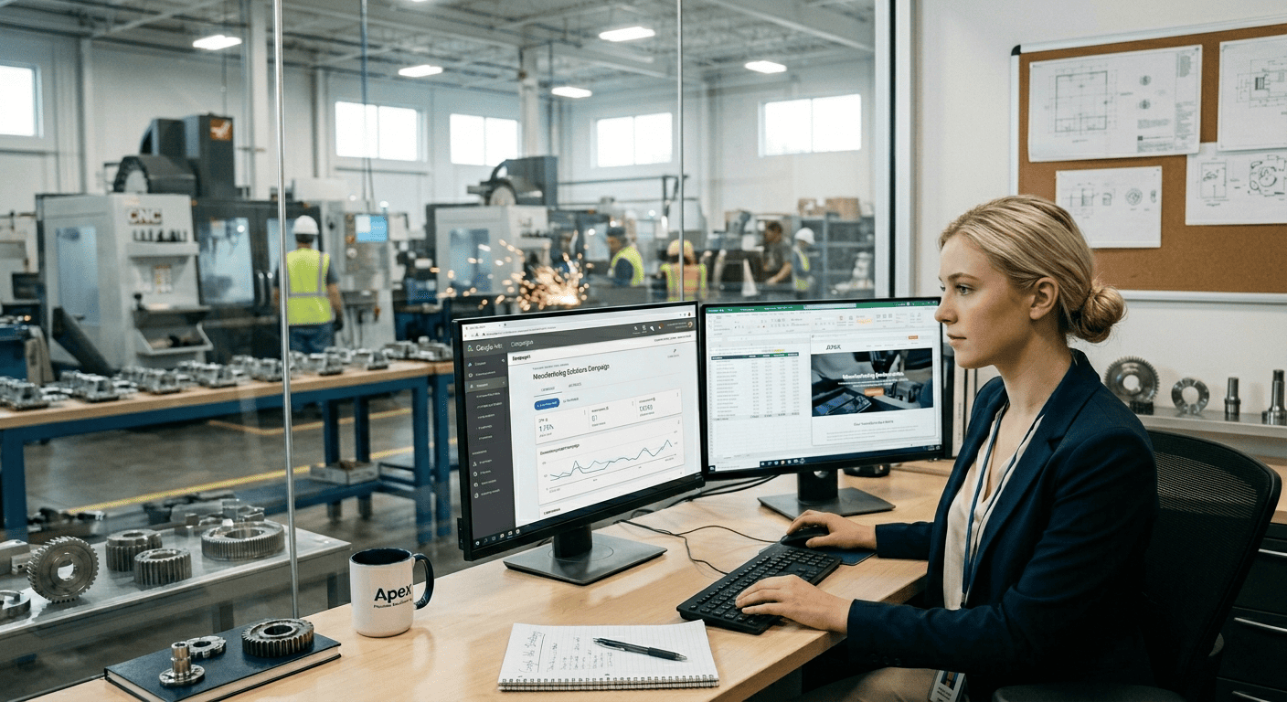Google Ads marketer managing campaigns for manufacturers
