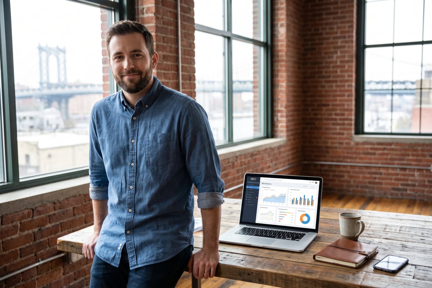 AI SEO company in Montreal, Boost One SEO strategist reviewing Google and AI search visibility results