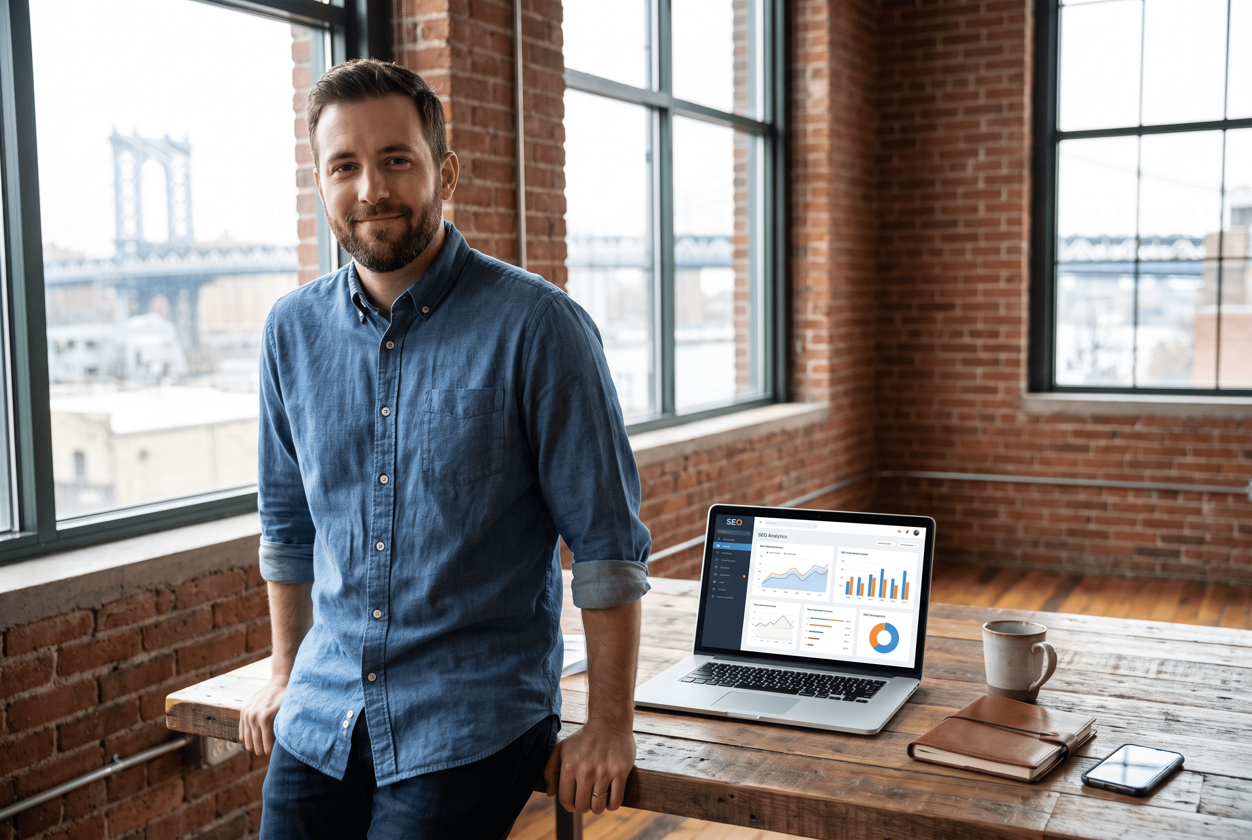 AI SEO company in Montreal, Boost One SEO strategist reviewing Google and AI search visibility results