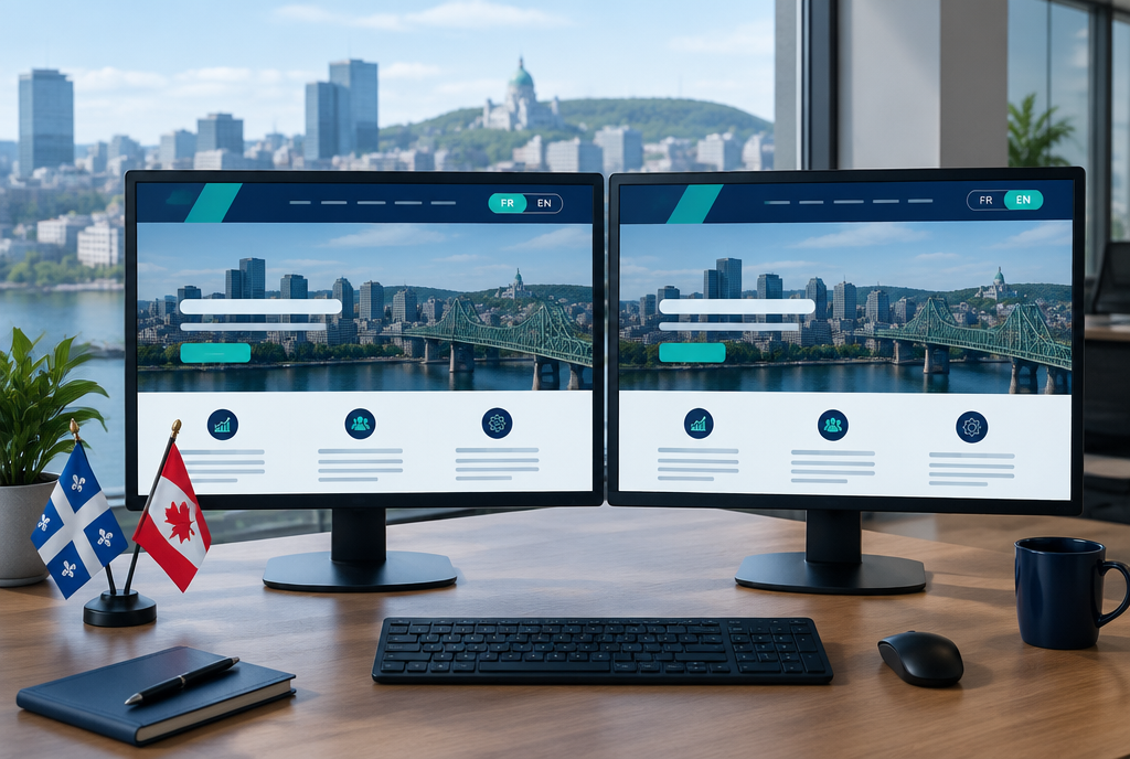 Conception de site Web bilingue &agrave; Montr&eacute;al, versions fran&ccedil;aise et anglaise d'un site d'entreprise avec un s&eacute;lecteur de langue